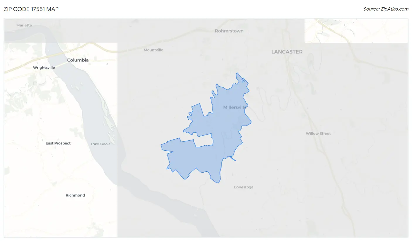 Zip Code 17551 Map