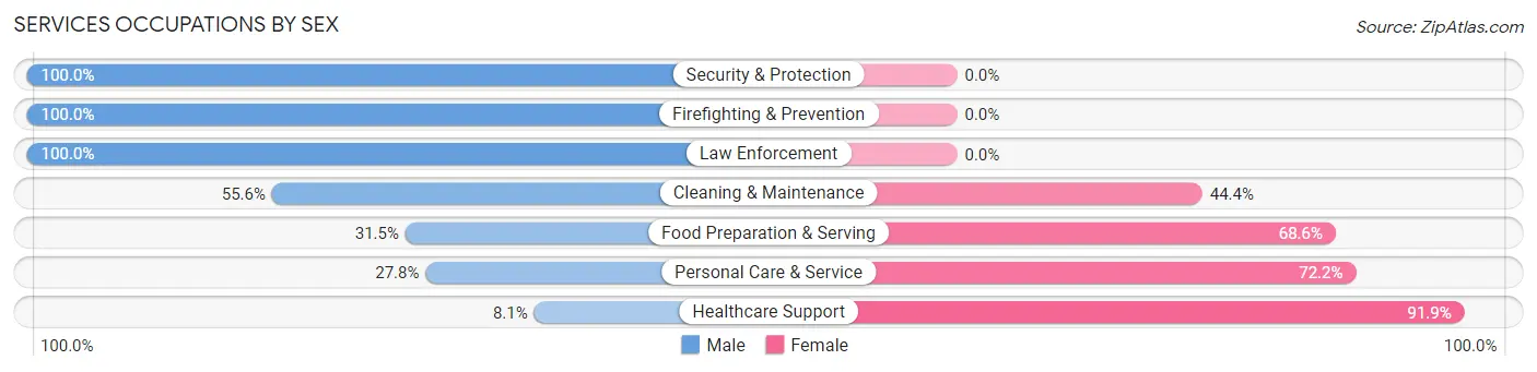 Services Occupations by Sex in Zip Code 17552