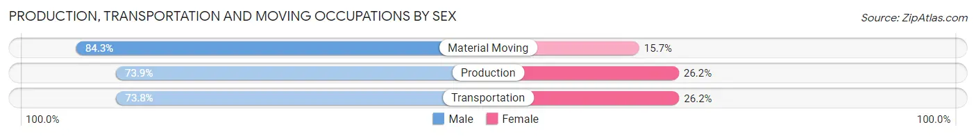 Production, Transportation and Moving Occupations by Sex in Zip Code 17554