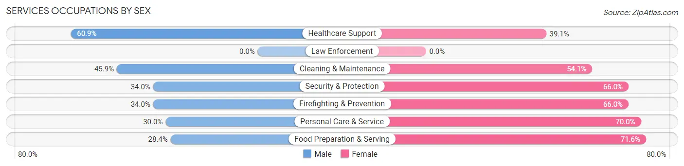 Services Occupations by Sex in Zip Code 17555