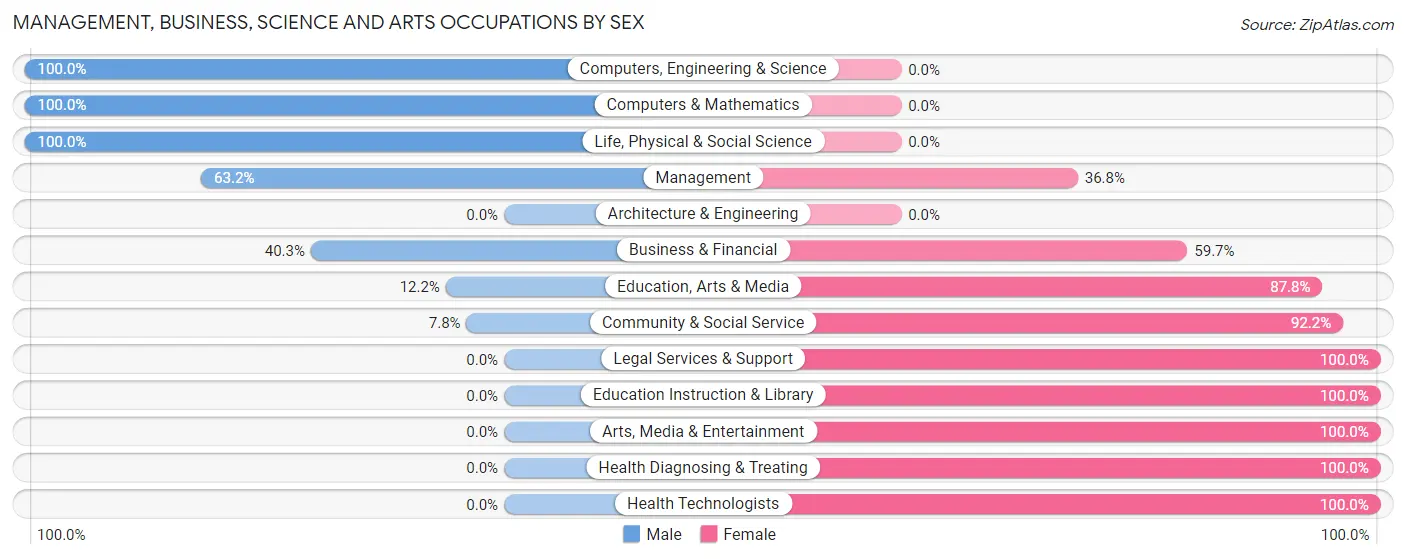 Management, Business, Science and Arts Occupations by Sex in Zip Code 17562