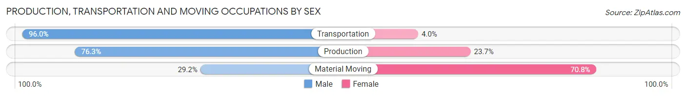 Production, Transportation and Moving Occupations by Sex in Zip Code 17563