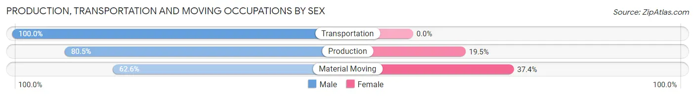 Production, Transportation and Moving Occupations by Sex in Zip Code 17721
