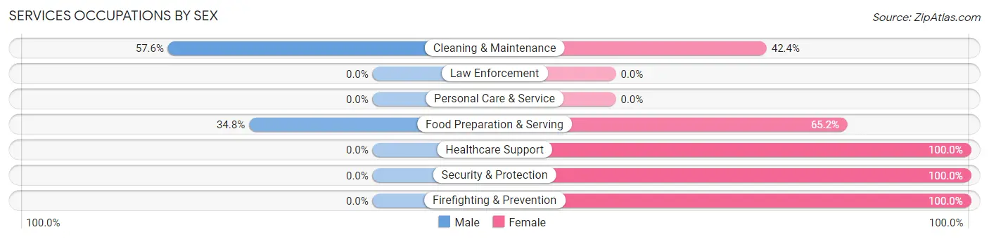 Services Occupations by Sex in Zip Code 17721