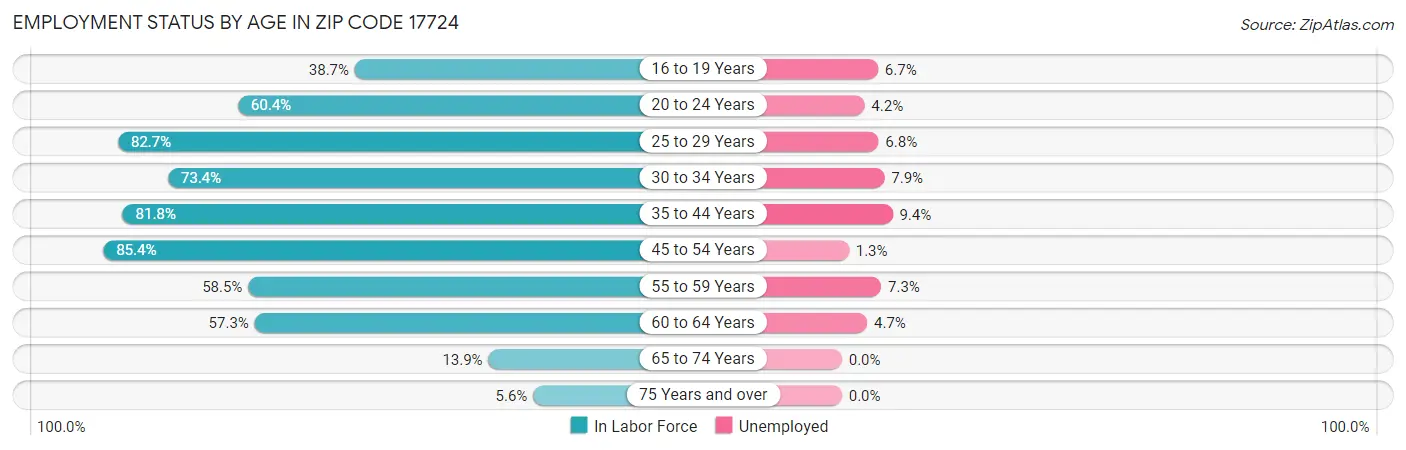 Employment Status by Age in Zip Code 17724