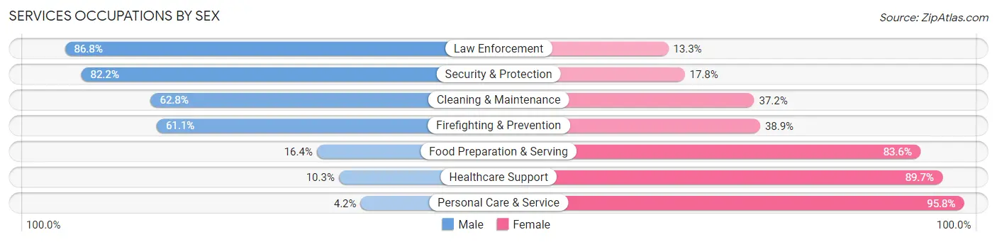 Services Occupations by Sex in Zip Code 17740