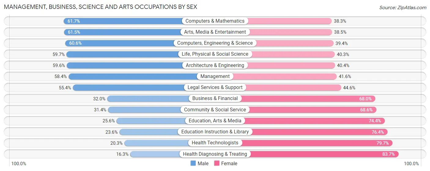 Management, Business, Science and Arts Occupations by Sex in Zip Code 17745