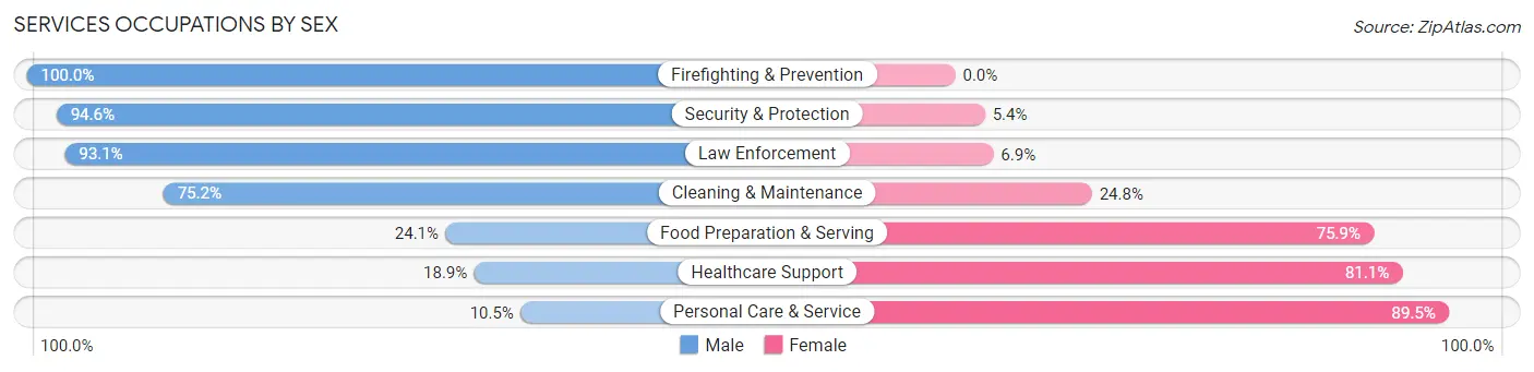 Services Occupations by Sex in Zip Code 17745