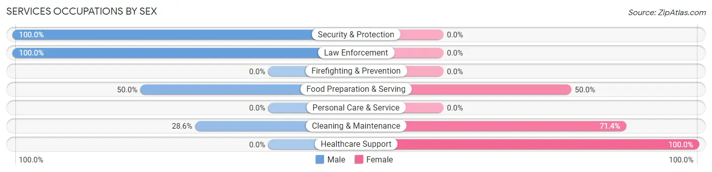 Services Occupations by Sex in Zip Code 17749