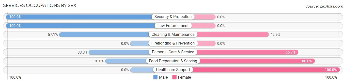 Services Occupations by Sex in Zip Code 17760