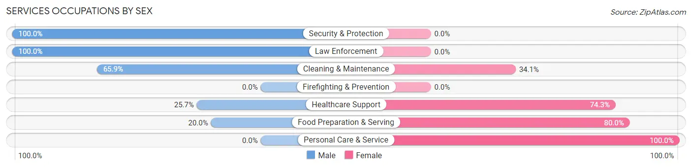 Services Occupations by Sex in Zip Code 17764