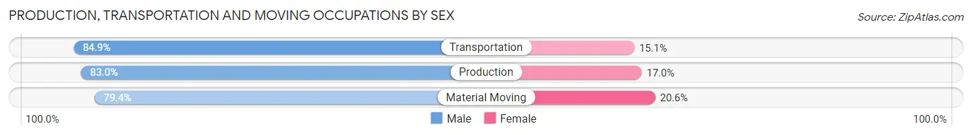 Production, Transportation and Moving Occupations by Sex in Zip Code 17765