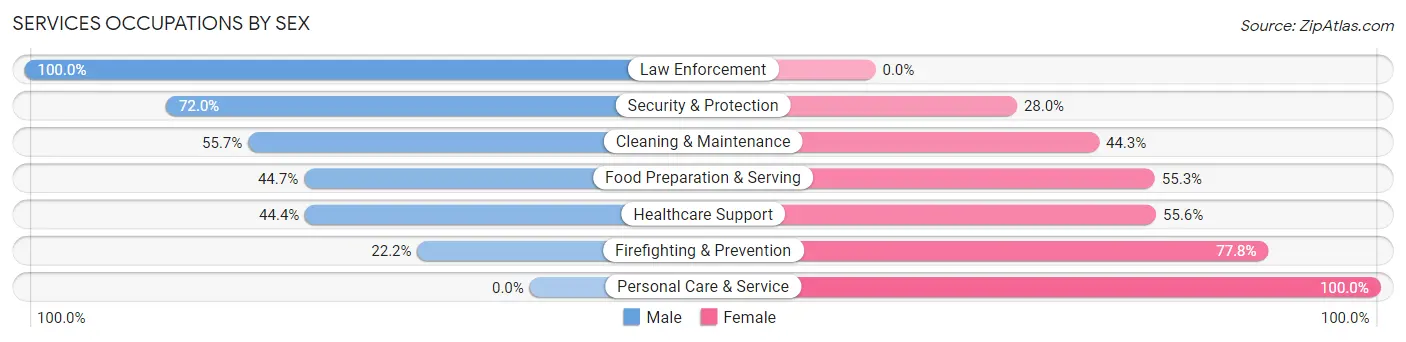 Services Occupations by Sex in Zip Code 17772