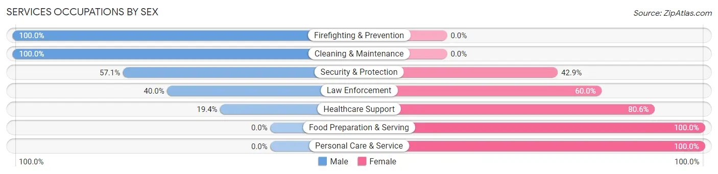 Services Occupations by Sex in Zip Code 17774
