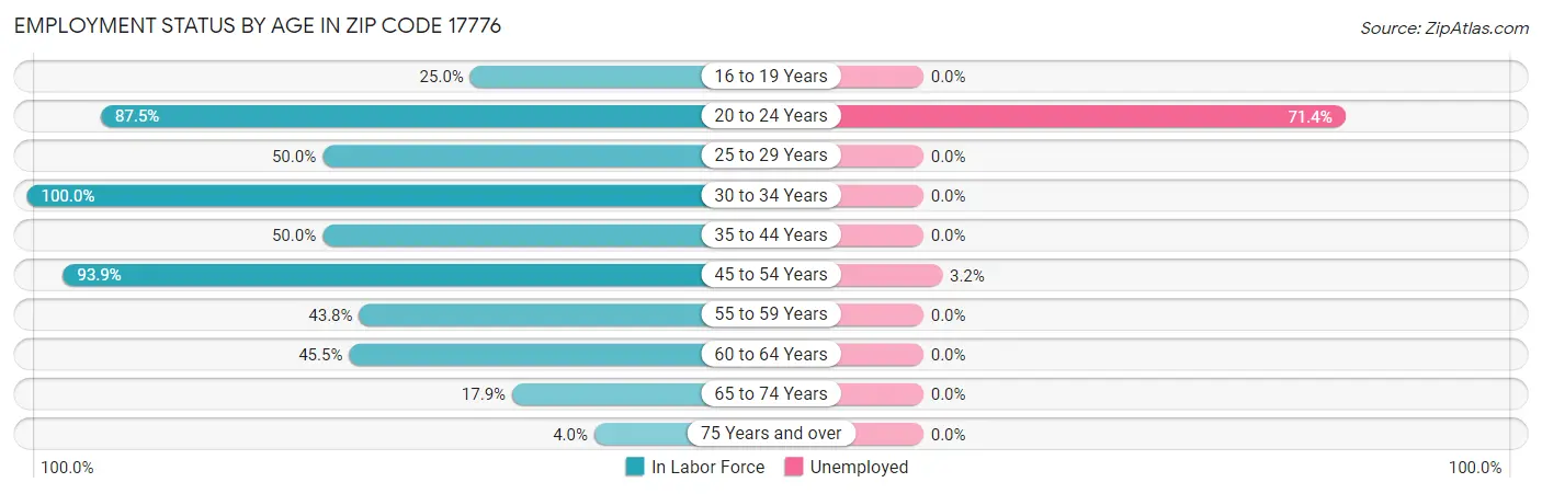 Employment Status by Age in Zip Code 17776