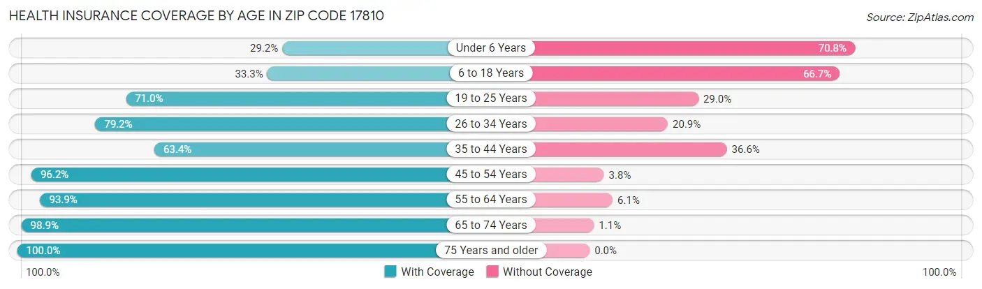 Health Insurance Coverage by Age in Zip Code 17810