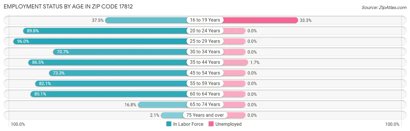 Employment Status by Age in Zip Code 17812