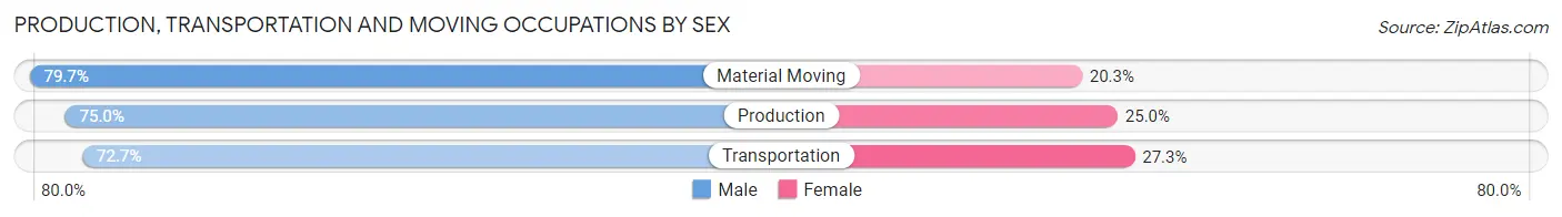 Production, Transportation and Moving Occupations by Sex in Zip Code 17812