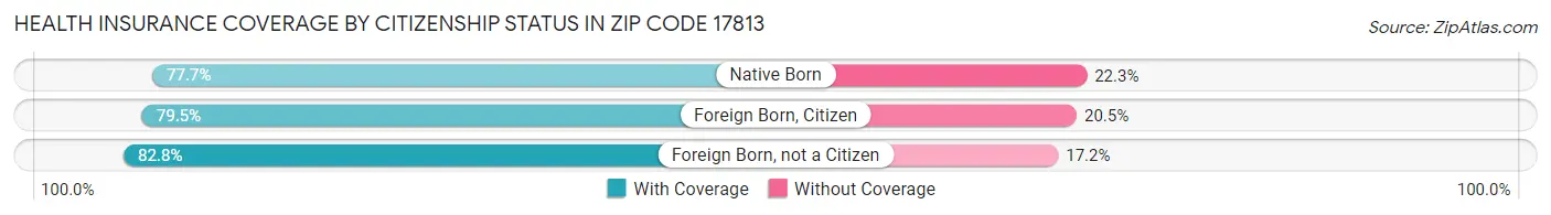 Health Insurance Coverage by Citizenship Status in Zip Code 17813