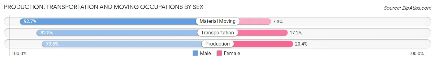 Production, Transportation and Moving Occupations by Sex in Zip Code 17813