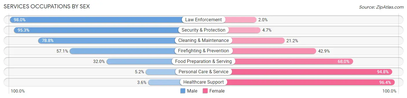 Services Occupations by Sex in Zip Code 17820