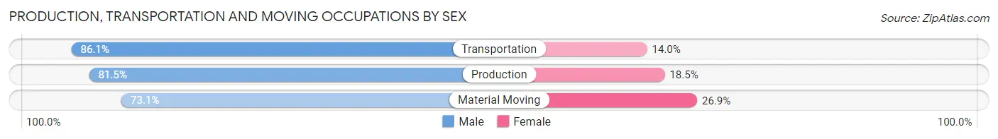 Production, Transportation and Moving Occupations by Sex in Zip Code 17821
