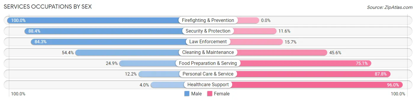 Services Occupations by Sex in Zip Code 17821