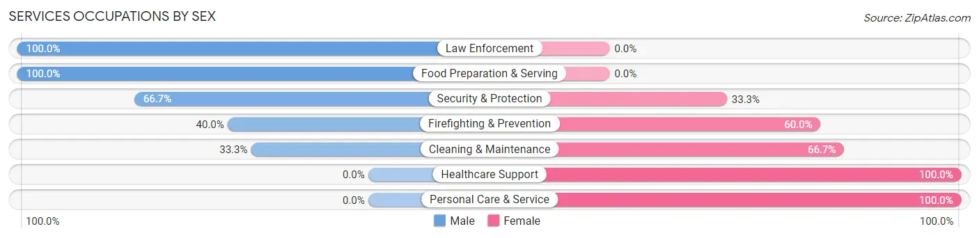 Services Occupations by Sex in Zip Code 17827