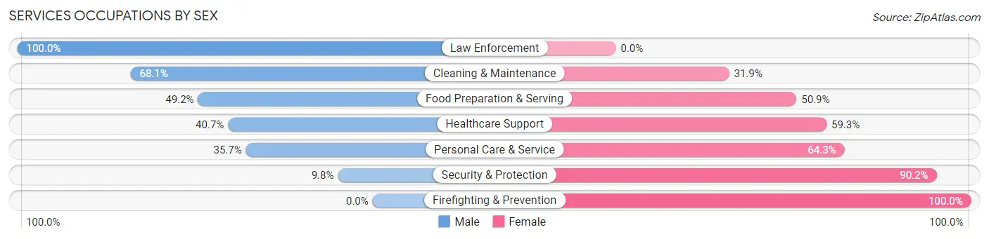 Services Occupations by Sex in Zip Code 17837