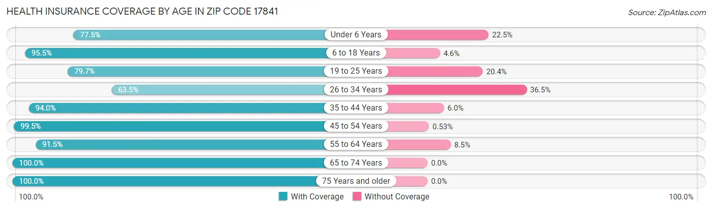 Health Insurance Coverage by Age in Zip Code 17841