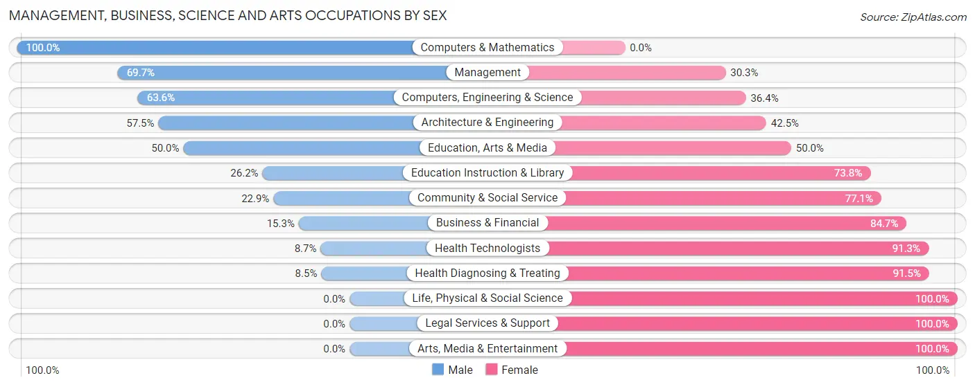 Management, Business, Science and Arts Occupations by Sex in Zip Code 17841