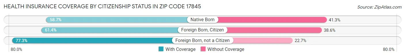 Health Insurance Coverage by Citizenship Status in Zip Code 17845