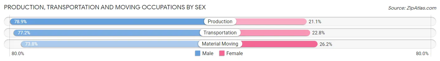 Production, Transportation and Moving Occupations by Sex in Zip Code 17846