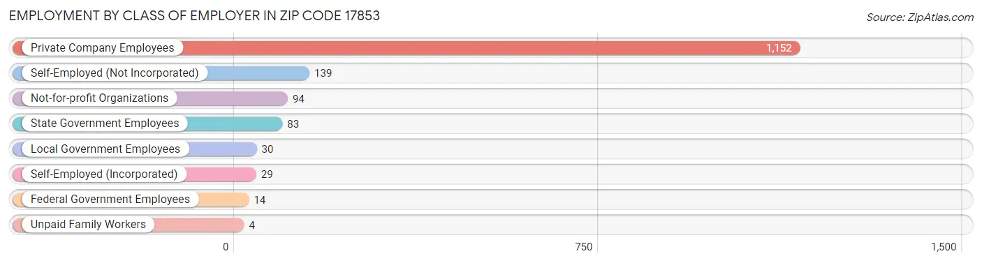 Employment by Class of Employer in Zip Code 17853