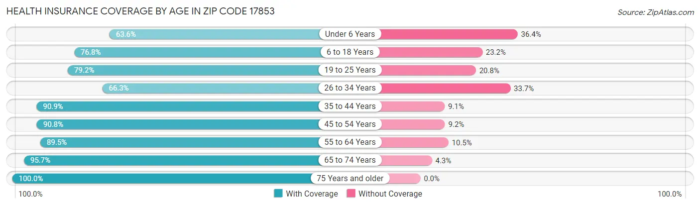 Health Insurance Coverage by Age in Zip Code 17853