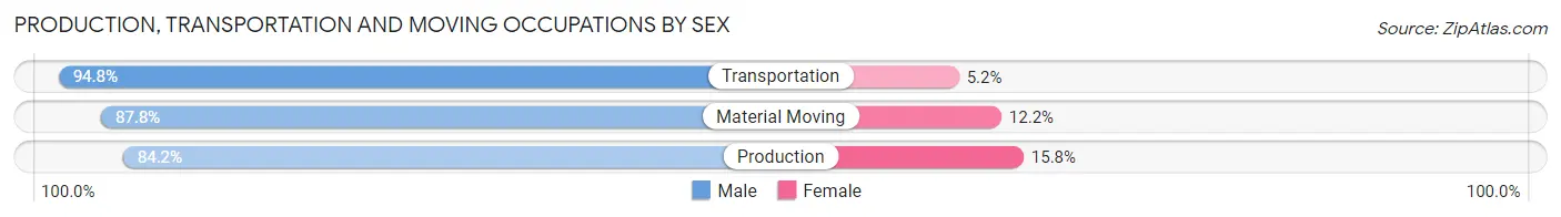 Production, Transportation and Moving Occupations by Sex in Zip Code 17853