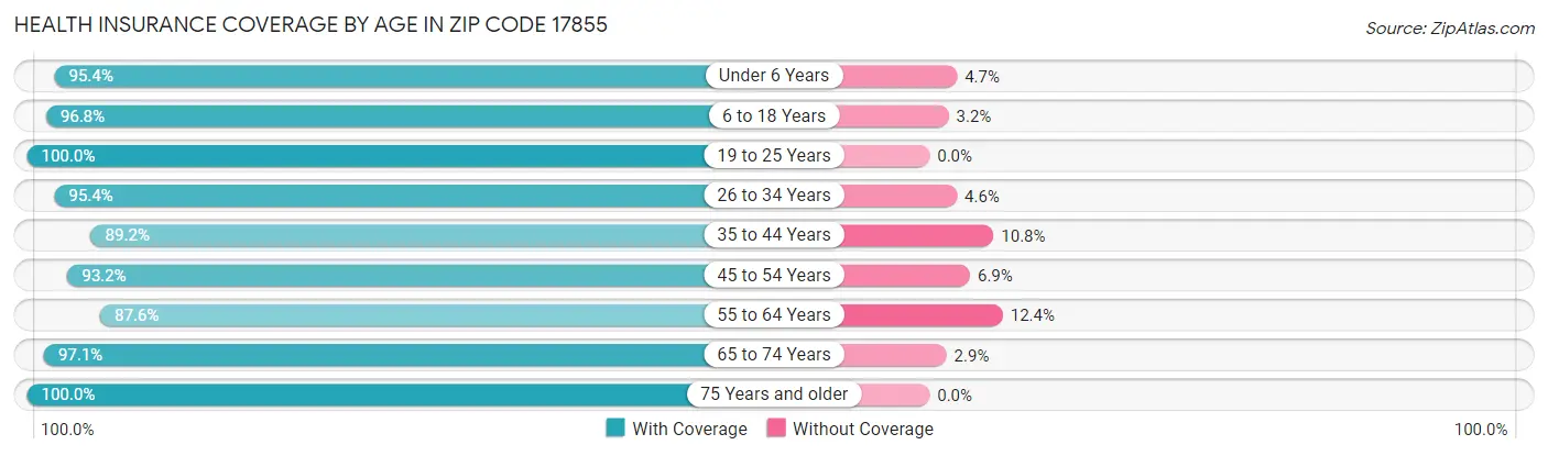 Health Insurance Coverage by Age in Zip Code 17855
