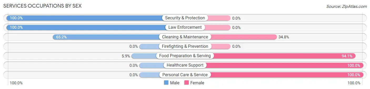 Services Occupations by Sex in Zip Code 17855