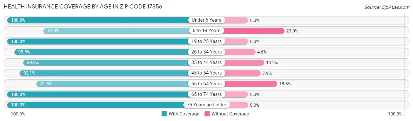 Health Insurance Coverage by Age in Zip Code 17856
