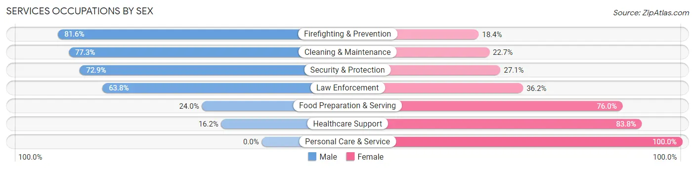 Services Occupations by Sex in Zip Code 17857