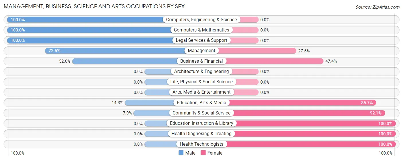Management, Business, Science and Arts Occupations by Sex in Zip Code 17864