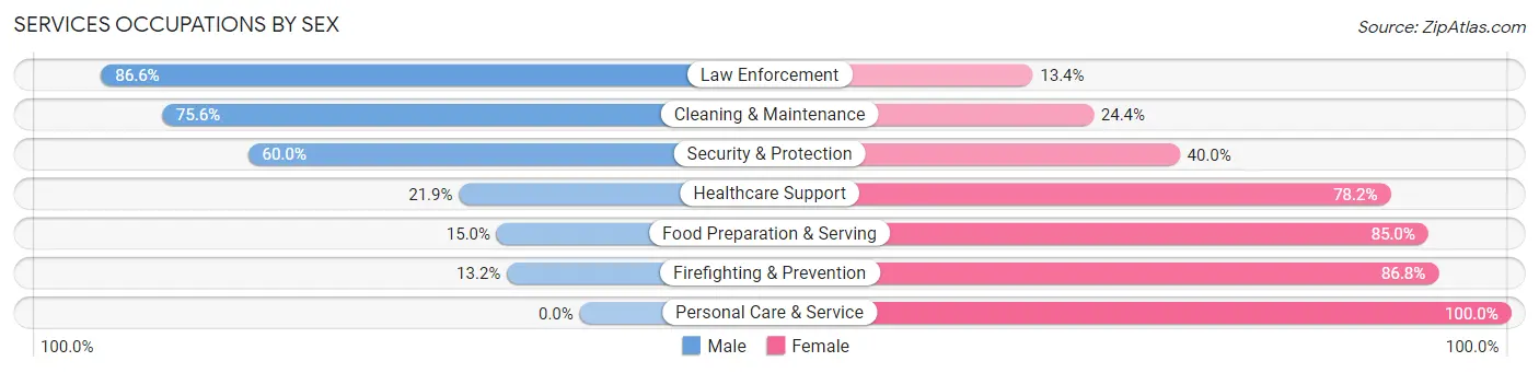 Services Occupations by Sex in Zip Code 17866