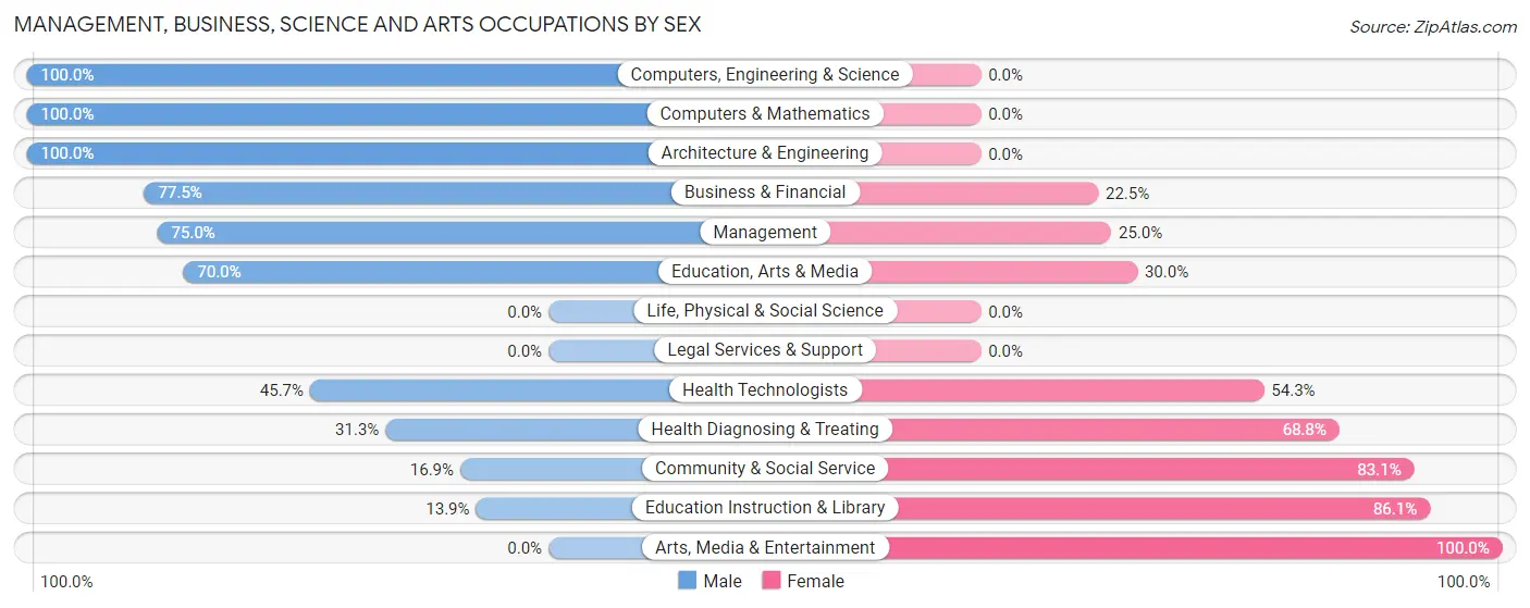 Management, Business, Science and Arts Occupations by Sex in Zip Code 17876