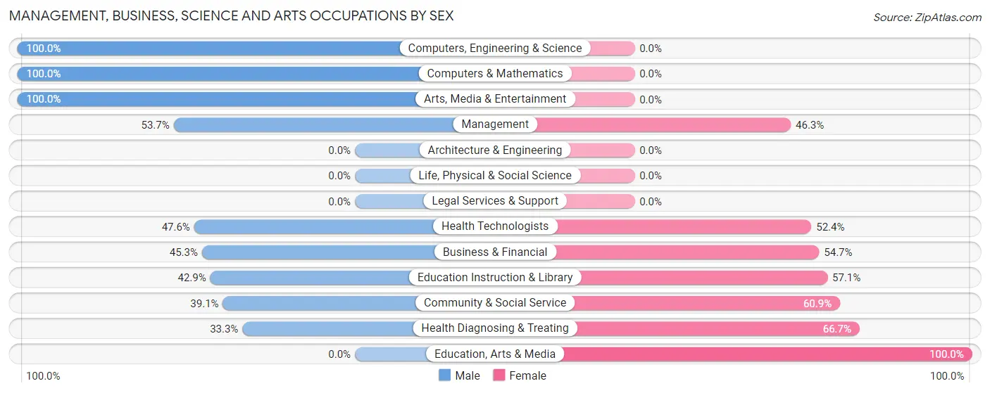 Management, Business, Science and Arts Occupations by Sex in Zip Code 17881