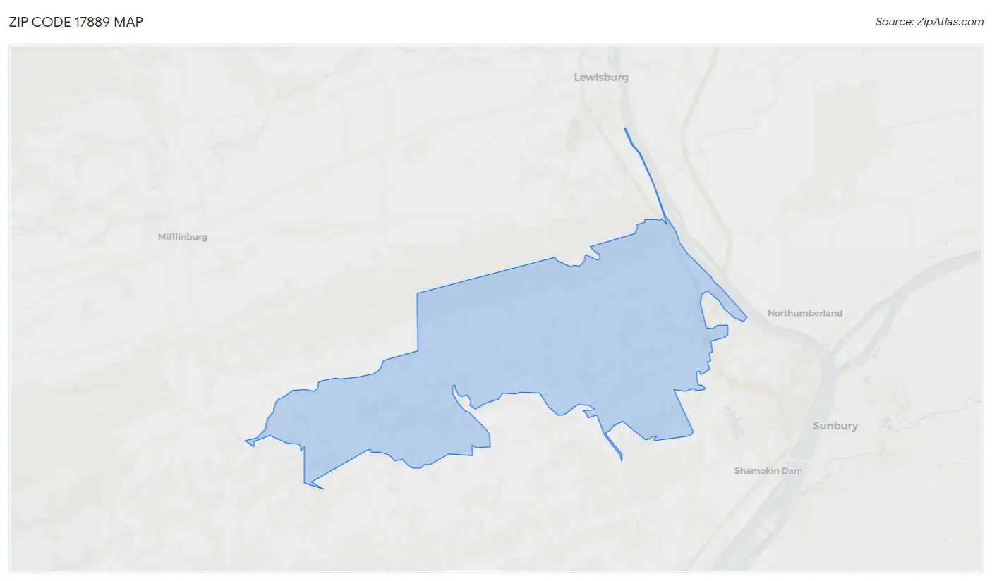 Zip Code 17889 Map