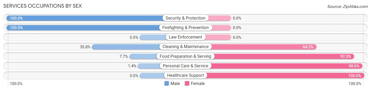 Services Occupations by Sex in Zip Code 17889