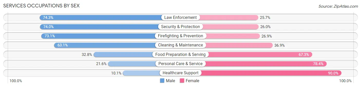 Services Occupations by Sex in Zip Code 17901