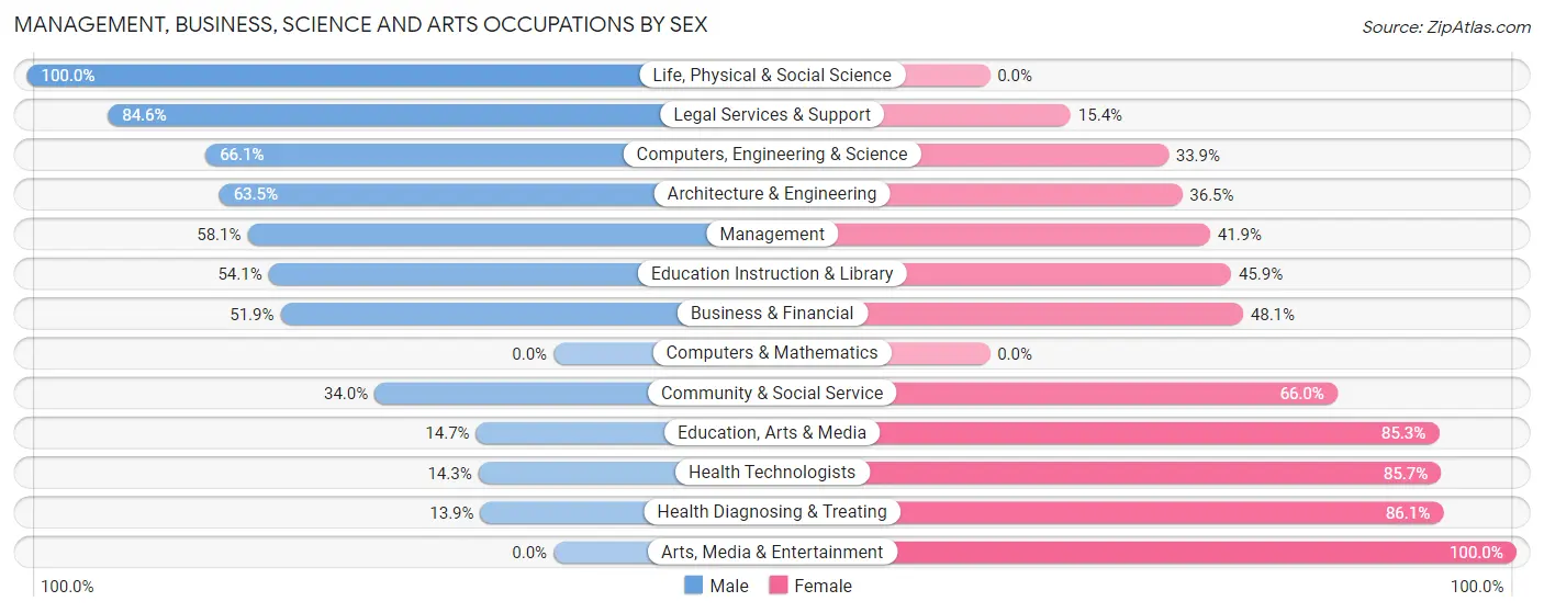Management, Business, Science and Arts Occupations by Sex in Zip Code 17931