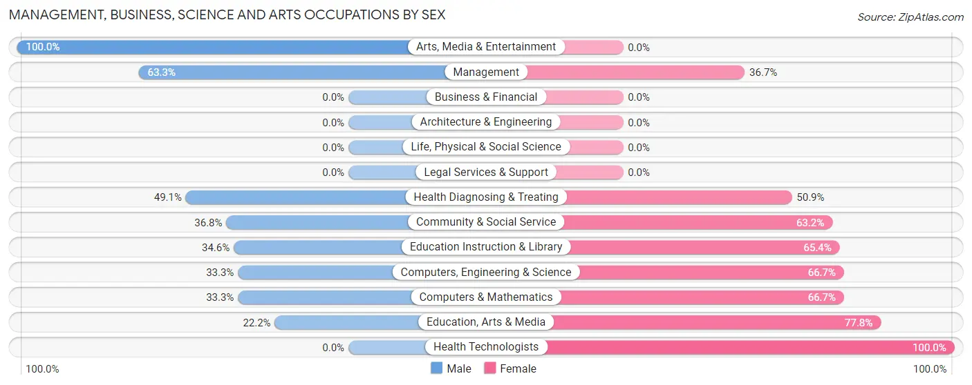 Management, Business, Science and Arts Occupations by Sex in Zip Code 17935