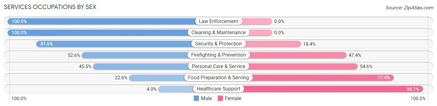 Services Occupations by Sex in Zip Code 17948